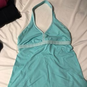 Mint green Lululemon halter top.
